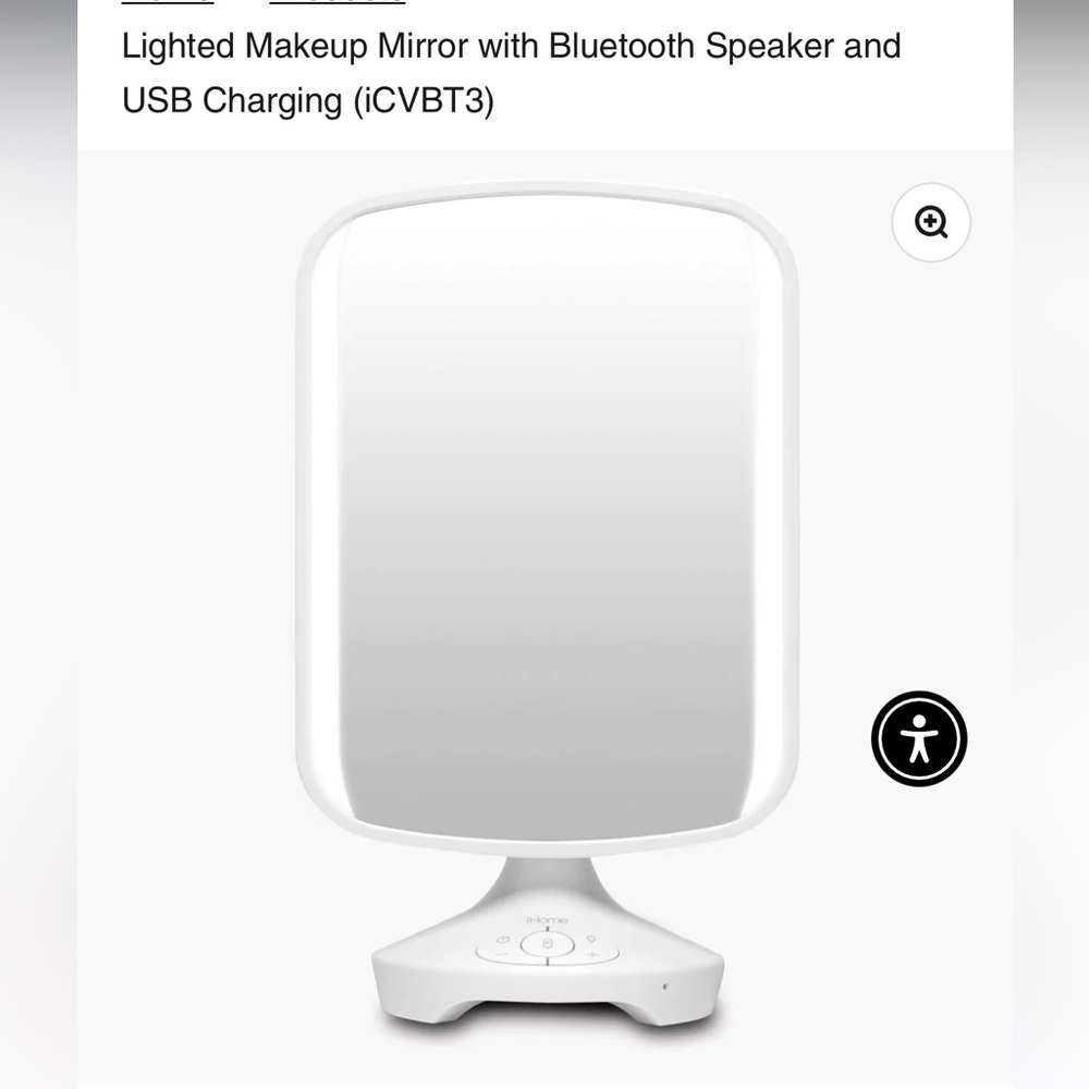 iHome White Lighted Makeup Mirror with Bluetooth Speaker